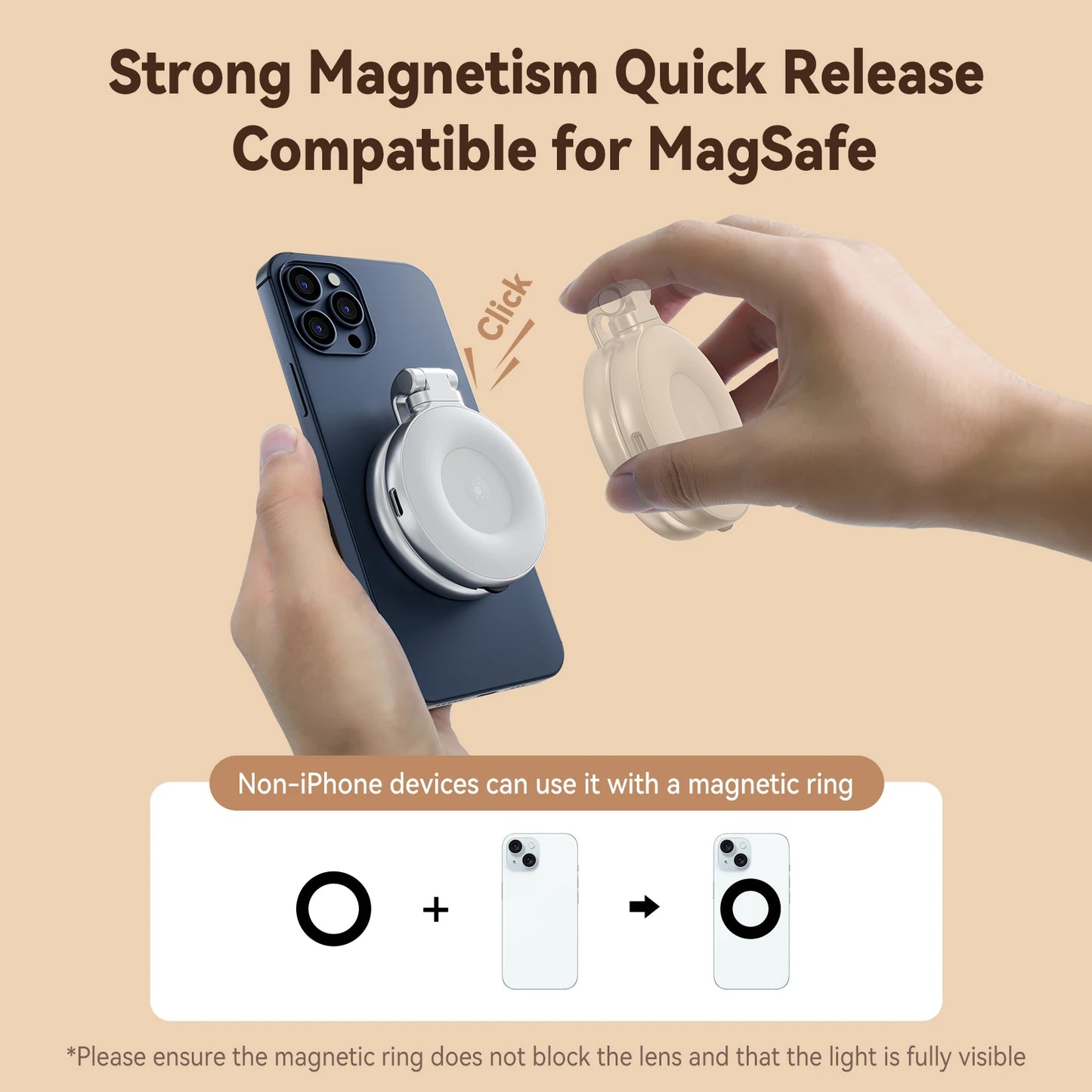 Magnetic Smartphone Fill Light – Adjustable Brightness for All Phones